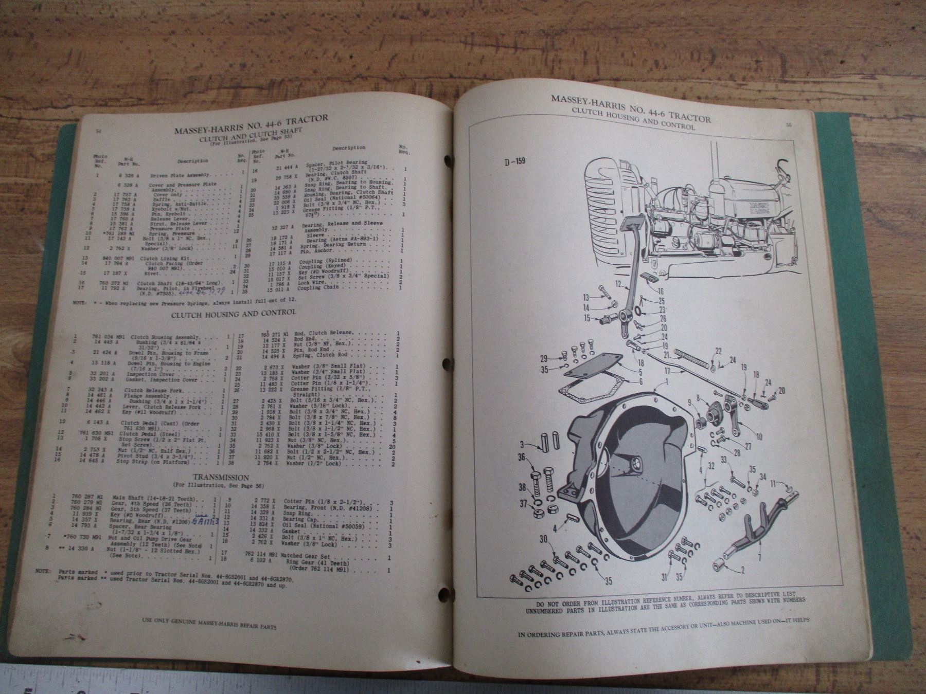 Massey Harris parts list brochure Bodnarus Auctioneering