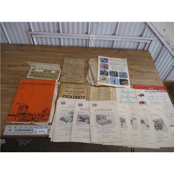 Parts list + various papers - cockshutt