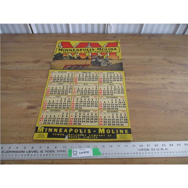 Minneapolis moline 1937 calendar