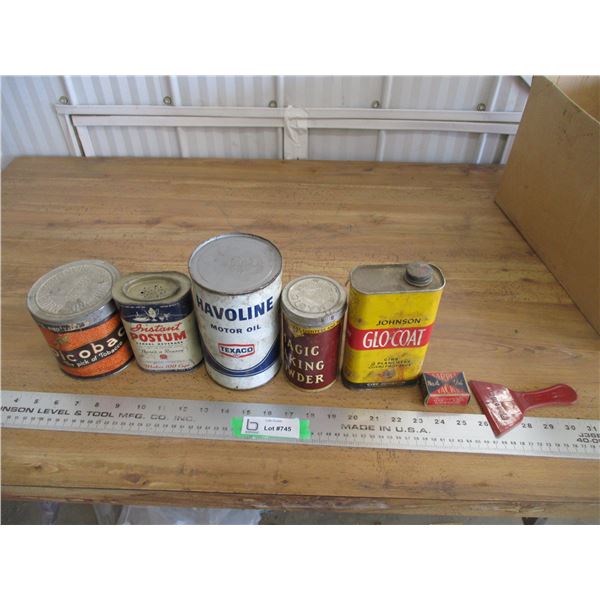 oil tins, household tins, tobacco tins