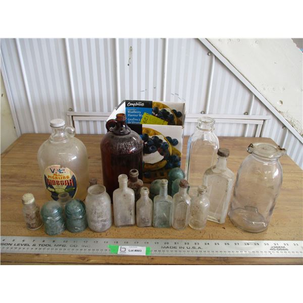 mix lot bottles, jar