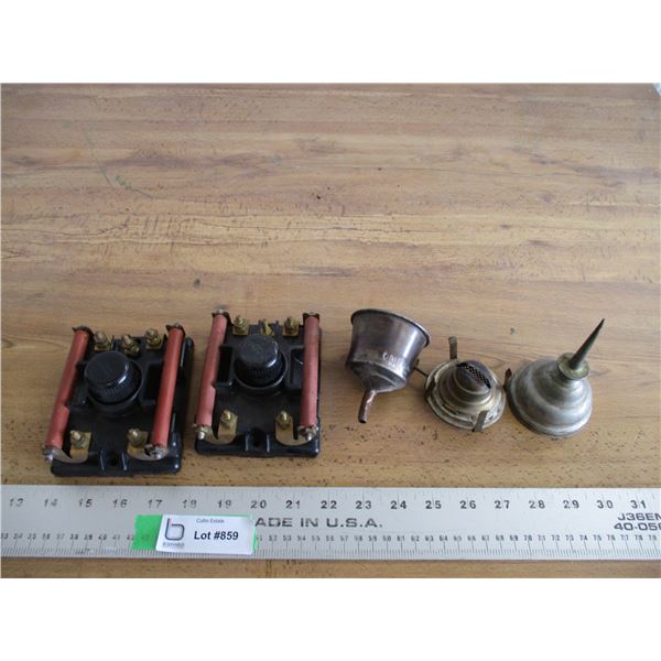 mix lot, oil funnel Northern electric fuses