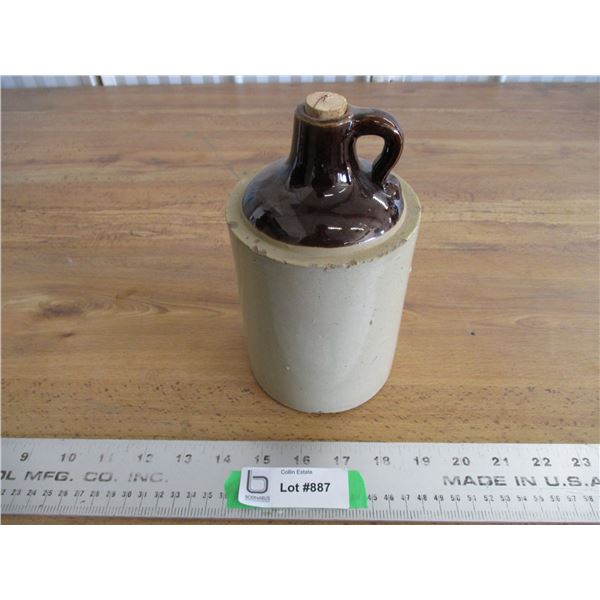 mini stoneware jug 8" tall - some chips