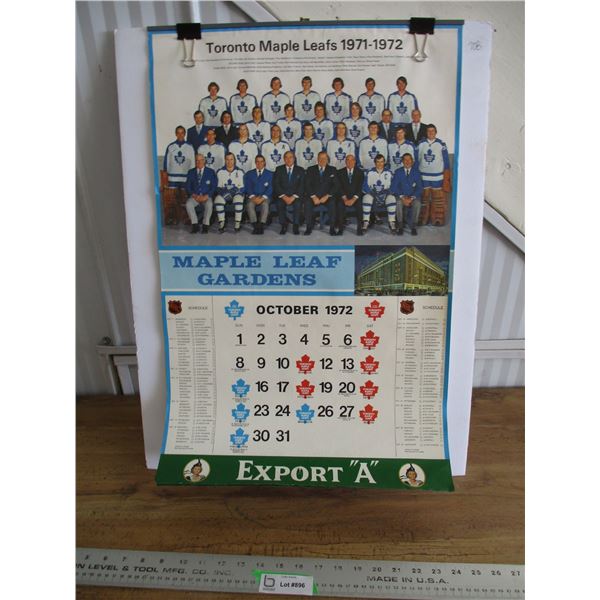 1971-72 Maple leafs calendar (not complete)
