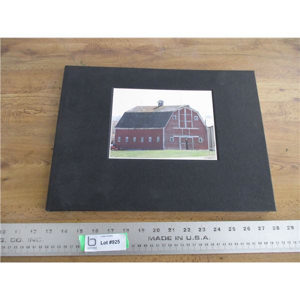 Book with vintage buildings, house barns