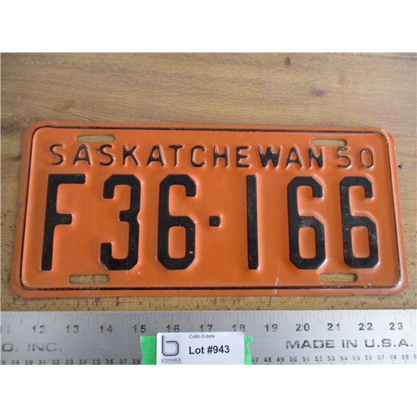 1950 Sask License Plate
