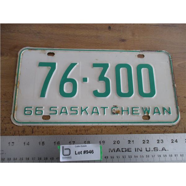 1966 Sask License Plate