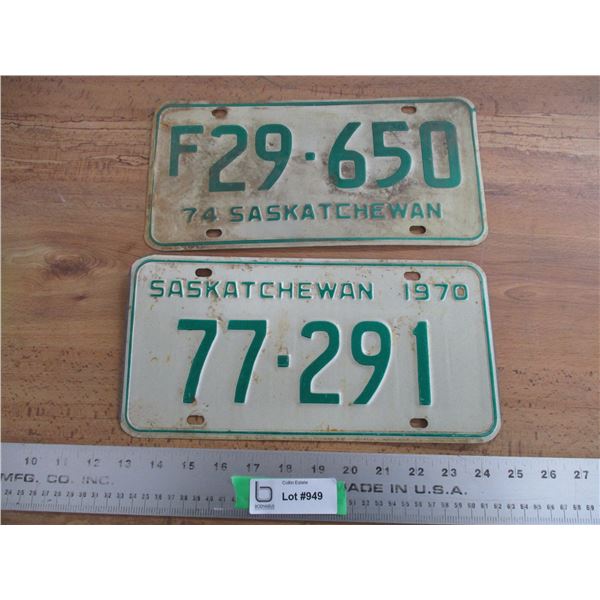 (2) 1970's Sask License Plate