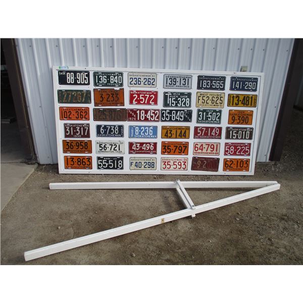 Display Board with (36) Sask Plates - 88x33