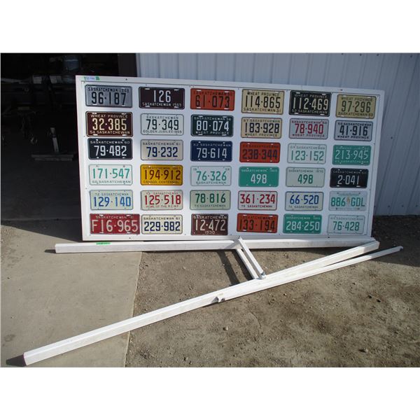 Display Board with (36) Sask Plates - 88x33