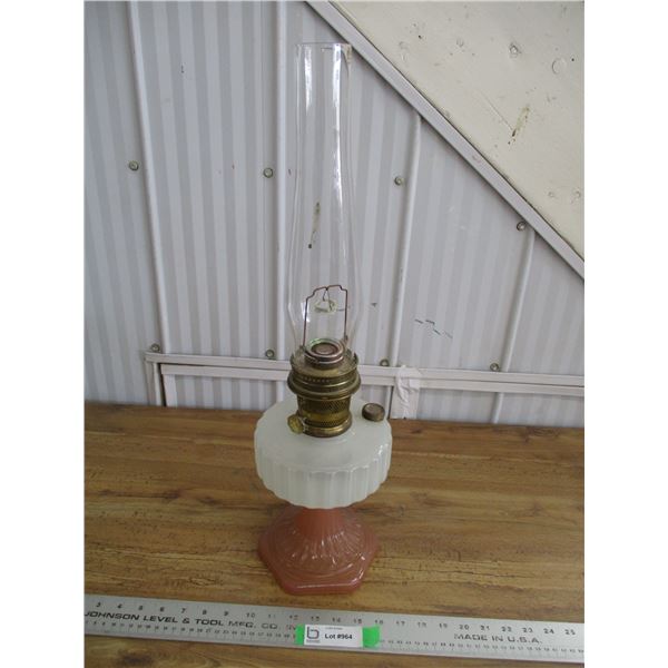 Aladdin Lamp (white with pink base) with chimney