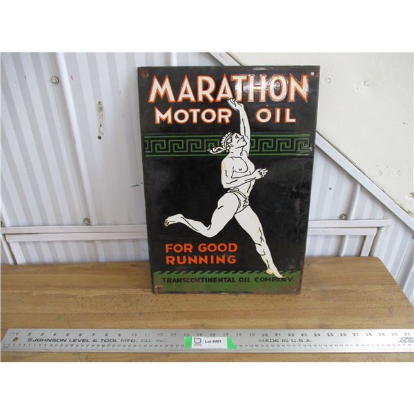 Marathon motor oil porcelain sign - 13x18.5