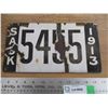 Image 1 : 1913 Sask License Plate (porcelain)