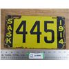 Image 1 : 1914 Sask License Plate (porcelain)