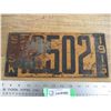 Image 1 : 1915 Sask License Plate (tin)