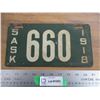 Image 1 : 1918 Sask License Plate - Low # (metal)