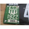 Image 4 : 1922 (Tag) Sask License Plate (porcelain)
