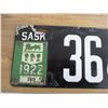 Image 2 : 1922 (Tag) Sask License Plate (porcelain - paint touch ups)