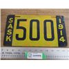 Image 1 : 1914 Sask License Plate (porcelain - partial repaint/touched up)