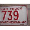Image 3 : 1940 (Farm Truck) Sask License Plate - Low #