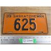 Image 1 : 1939 Sask License Plate - Low #