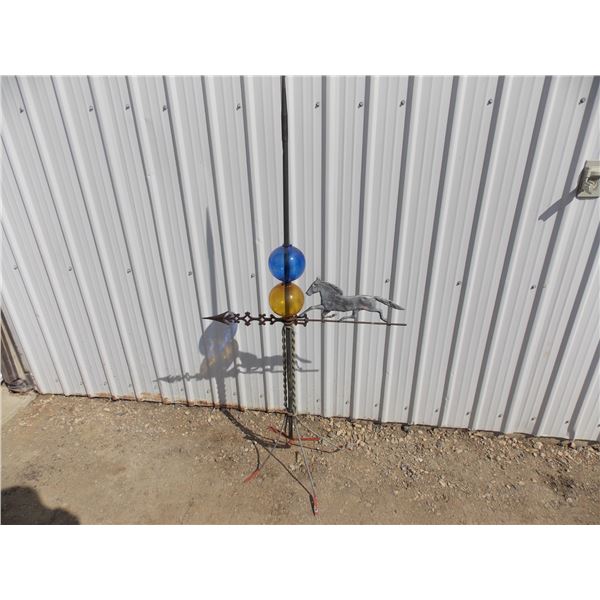 Weathervane – Horse pointing with double globe – 57” tall