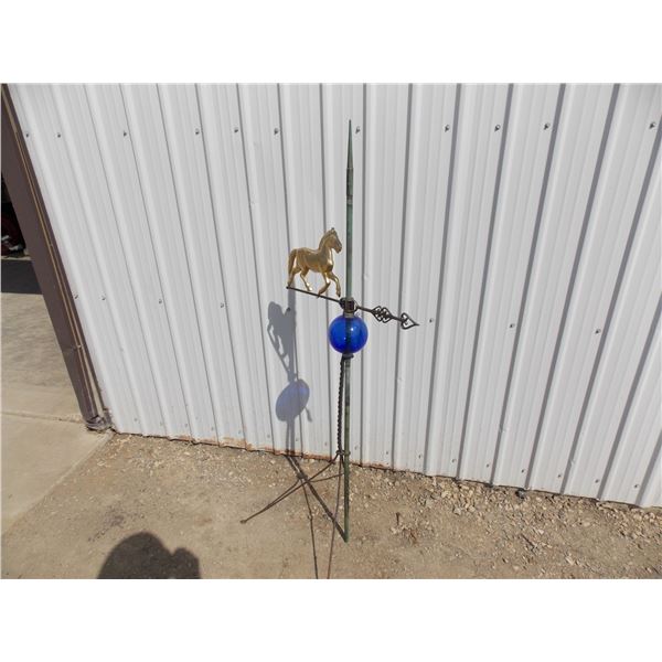 Weathervane – Horse with blue globe – 54” extendable