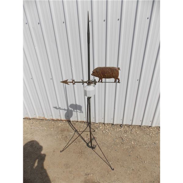 Weathervane – Pig + Milk glass globe – 54” extendable