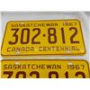 Image 2 : 1967 Sask License Plate Set – Centennial – great condition