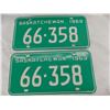 Image 2 : 1969 Sask License Plate Set – great condition