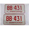 Image 2 : 1975 Sask License Plate Set – great condition