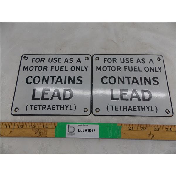 (2) Gas pump Enamel signs – 6” x 7”