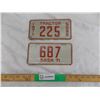 Image 1 : (2) 1971 (small) Sask License plates – Tractor + trailer/motorcycle?