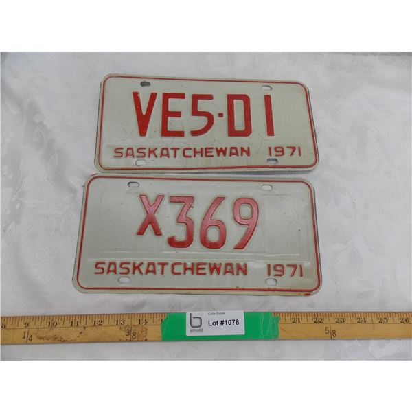 (2) 1971 Sask Plates – Ham Radio + X plate (RCMP/Government)