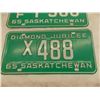 Image 3 : (2) 1965 Sask License plates – (SF 1-306, X 488)