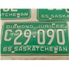 Image 4 : (3) 1965 Sask License Plates (C, E, UL) great condition