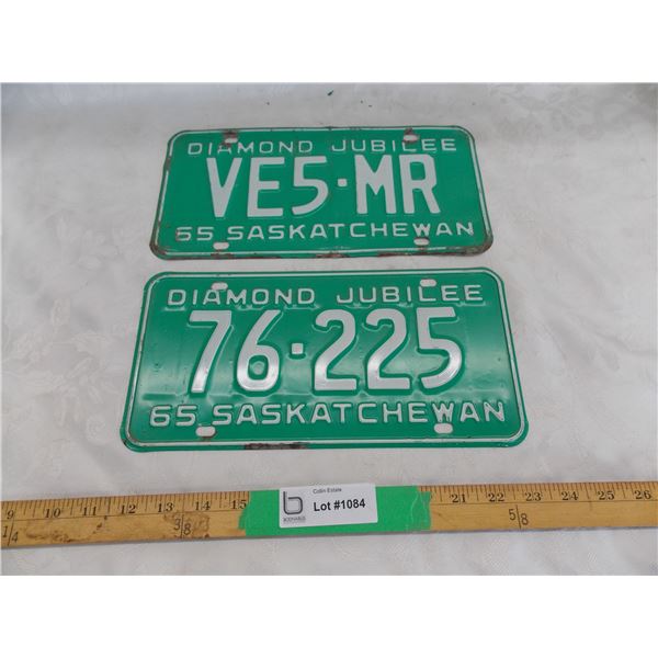 (2) 1965 Ham Radio + other Sask License Plates