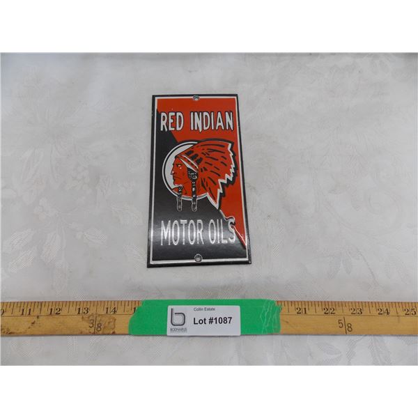 Red Indian enamel door push – 8” x 4”