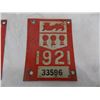 Image 3 : (2) 1921 License Plate Tags (Matching)