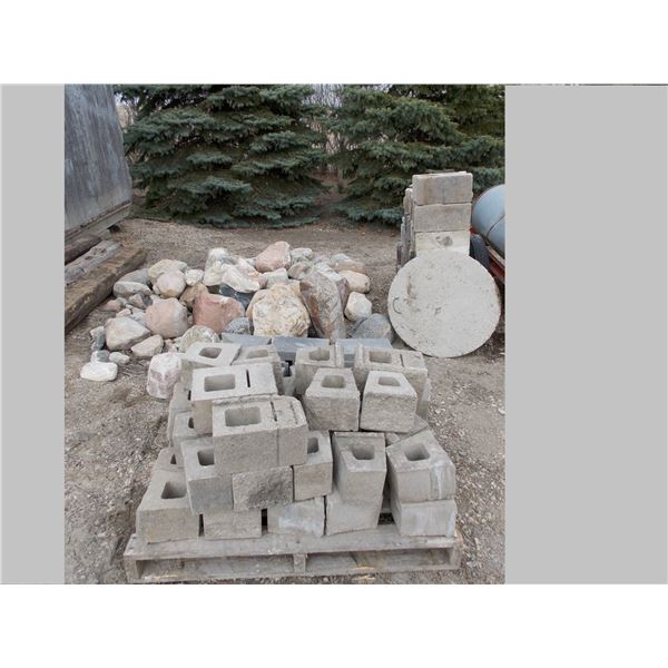 Stone Pile + (2) piles of cinderblocks. Must take all.