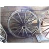 Image 2 : Two large wooden wagon wheels - 52" diameter