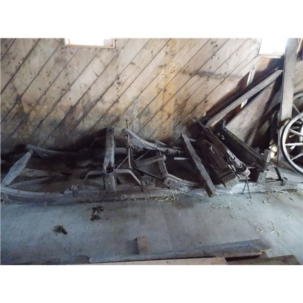 Two antique sleigh bottom frames