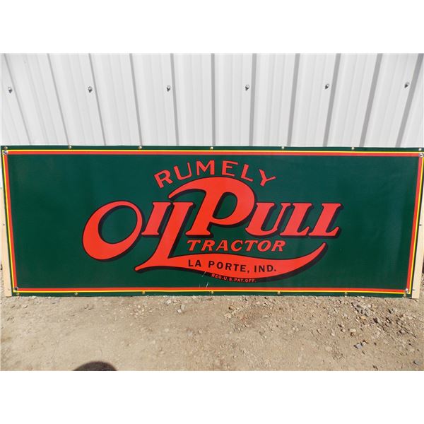 Rumely Oil Pull Tractor - Banner mounted on plywood - 62x22
