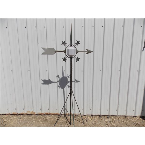 Weathervane – Pointing arrow with milk glass – patent pending – 50” long