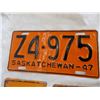 Image 4 : (3) 1947 Sask License Plates – (X, Z – the z has been repainted)
