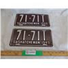 Image 1 : (2) 1949 Sask License Plates – matching + really good condition
