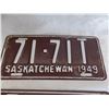 Image 2 : (2) 1949 Sask License Plates – matching + really good condition