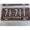 Image 3 : (2) 1949 Sask License Plates – matching + really good condition