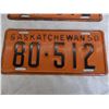 Image 3 : (2) 1950 Sask License Plates – matching + good condition