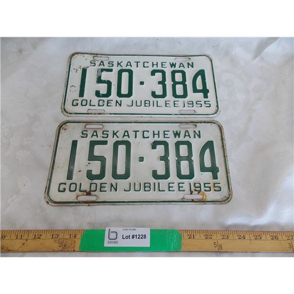 Matching Pair – 1955 Sask License Plates